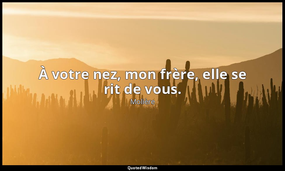 À votre nez, mon frère, elle se rit de vous. — Molière