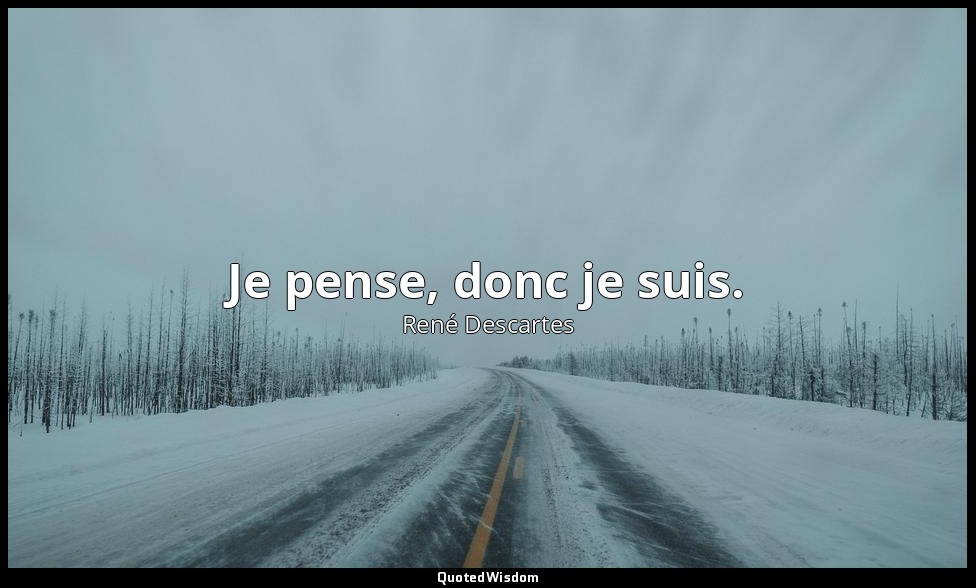 Je pense, donc je suis. — René Descartes