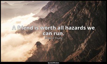 A friend is worth all hazards we can run. — Edward Young