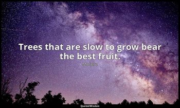 Trees that are slow to grow bear the best fruit. — Moliere
