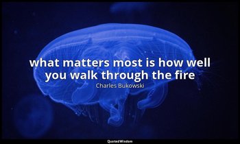 what matters most is how well you walk through the fire — Charles Bukowski