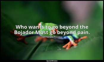 Who wants to go beyond the Bojador Must go beyond pain. — Fernando Pessoa