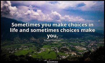 Sometimes you make choices in life and sometimes choices make you. — Gayle Forman