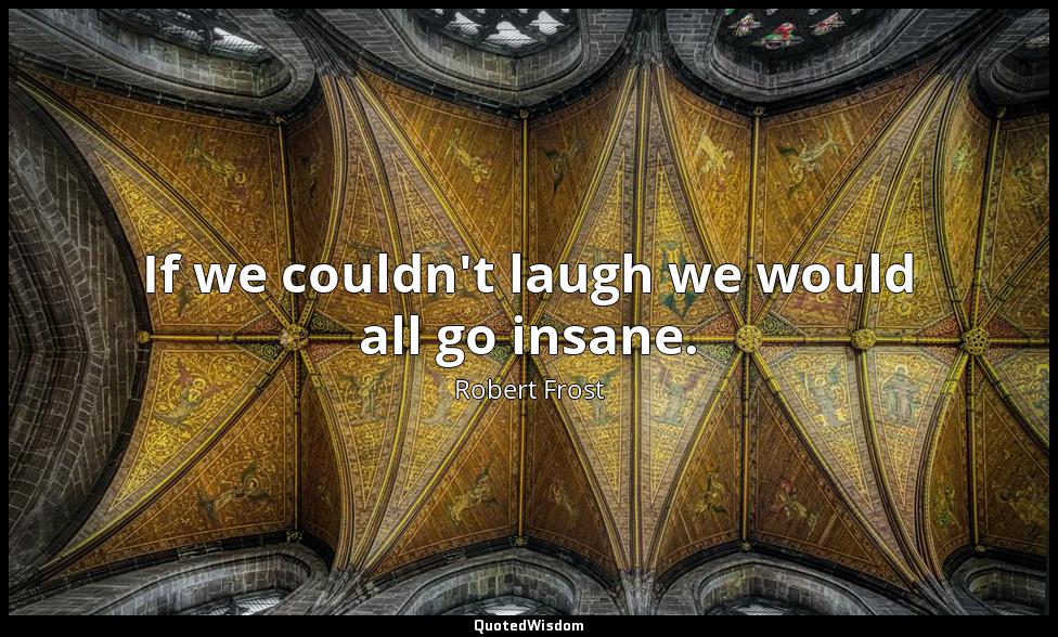 If we couldn't laugh we would all go insane. Robert Frost