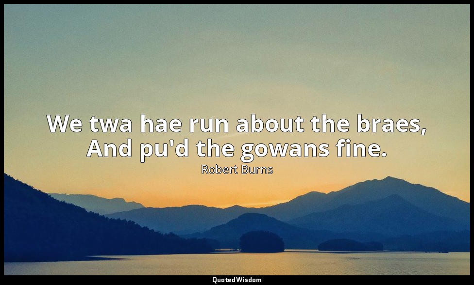 We twa hae run about the braes, And pu'd the gowans fine. — Robert Burns