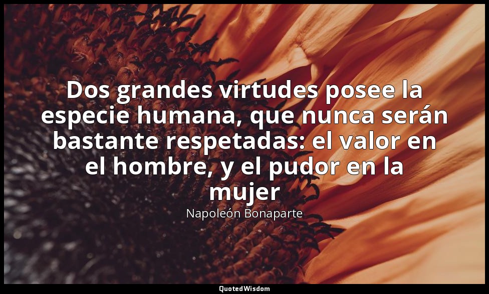 Dos grandes virtudes posee la especie humana, que nunca serán bastante respetada — Napoleón Bonaparte