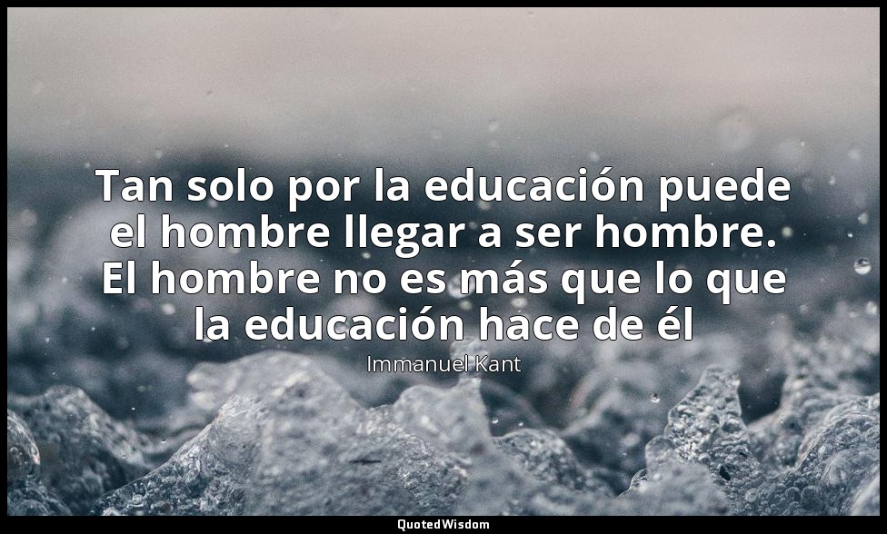 Tan solo por la educación puede el hombre llegar a ser hombre. El hombre no es m — Immanuel Kant