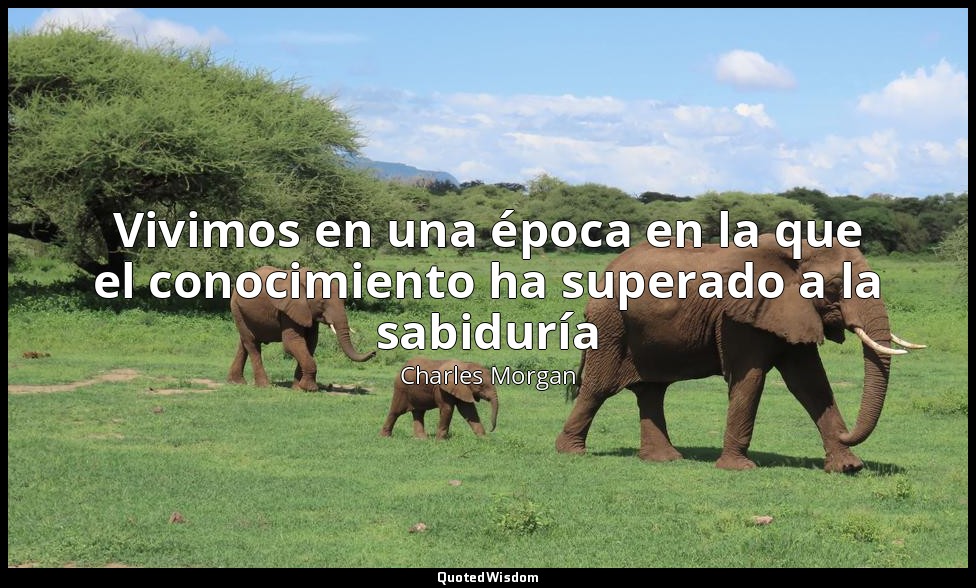 Vivimos en una época en la que el conocimiento ha superado a la sabiduría — Charles Morgan