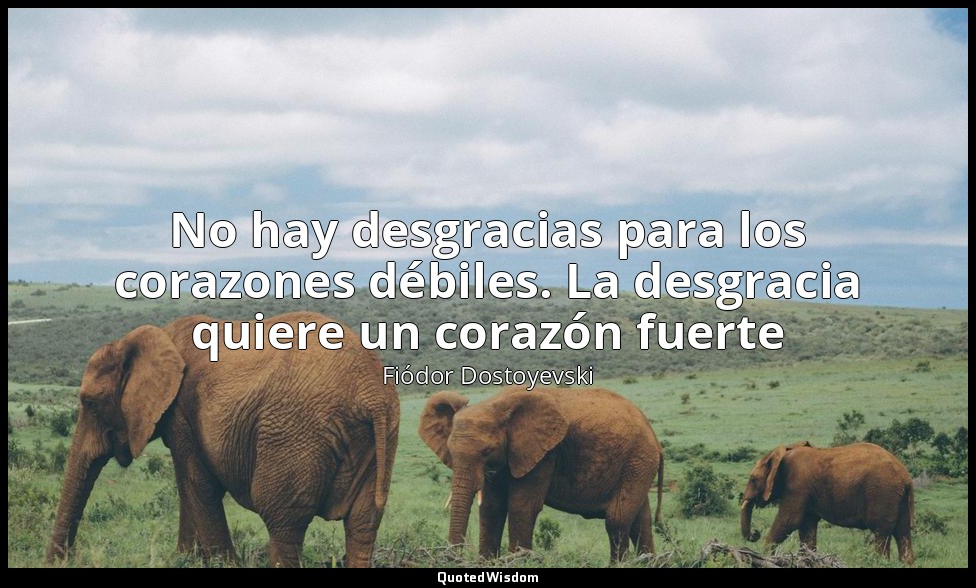 No hay desgracias para los corazones débiles. La desgracia quiere un corazón fue — Fiódor Dostoyevski