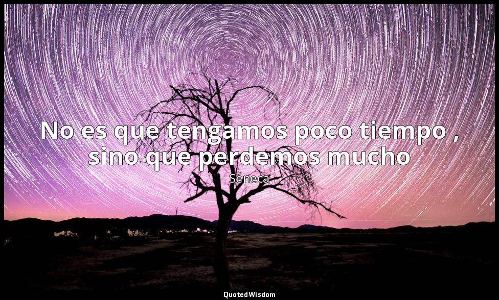 No es que tengamos poco tiempo , sino que perdemos mucho — Séneca