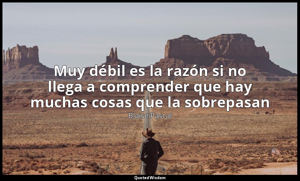 Muy débil es la razón si no llega a comprender que hay muchas cosas que la sobre — Blaise Pascal