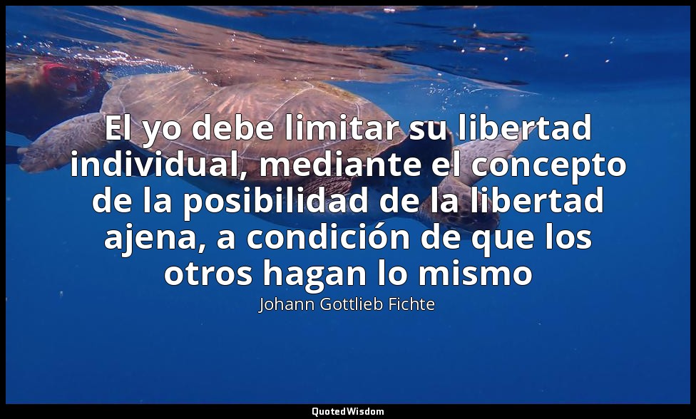 El yo debe limitar su libertad individual, mediante el concepto de la posibilida — Johann Gottlieb Fichte
