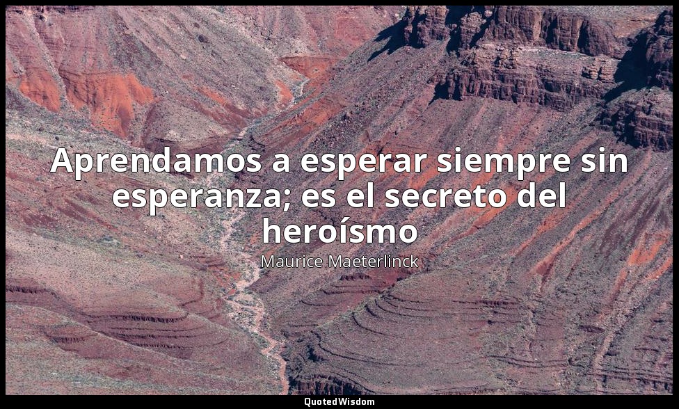 Aprendamos a esperar siempre sin esperanza; es el secreto del heroísmo — Maurice Maeterlinck