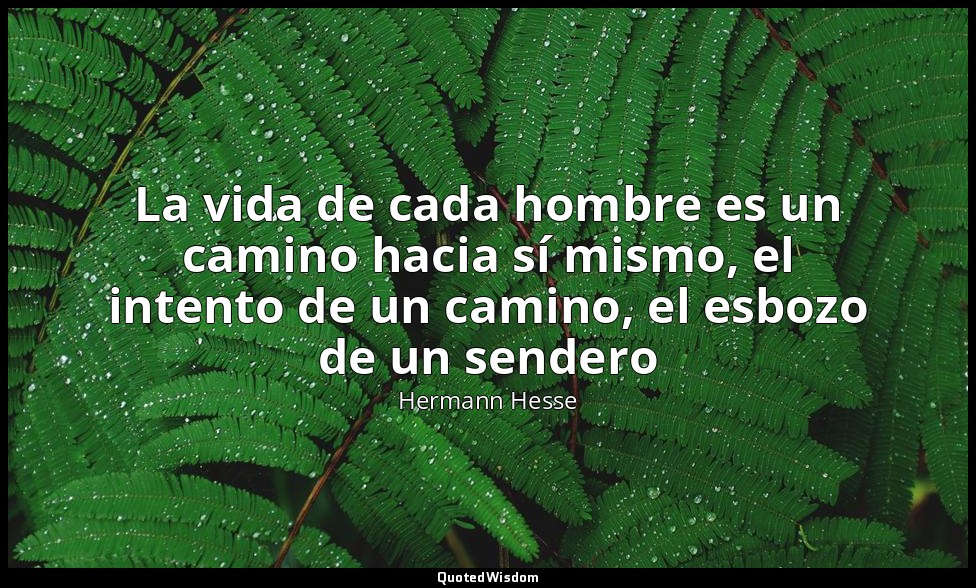 La vida de cada hombre es un camino hacia sí mismo, el intento de un camino, el  — Hermann Hesse