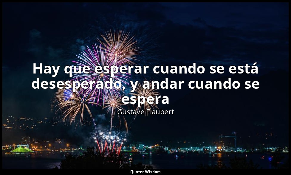 Hay que esperar cuando se está desesperado, y andar cuando se espera — Gustave Flaubert