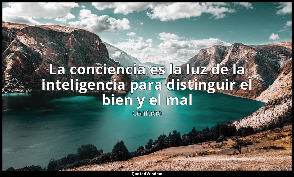 La conciencia es la luz de la inteligencia para distinguir el bien y el mal — Confucio