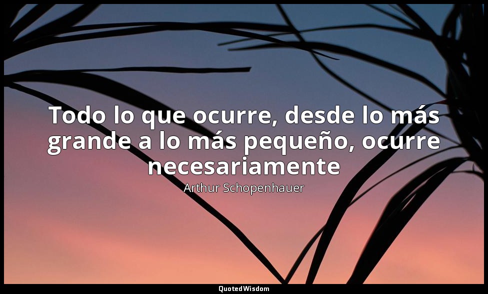 Todo lo que ocurre, desde lo más grande a lo más pequeño, ocurre necesariamente — Arthur Schopenhauer