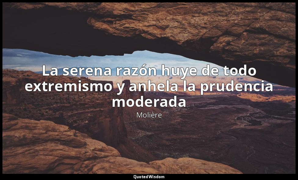 La serena razón huye de todo extremismo y anhela la prudencia moderada — Molière