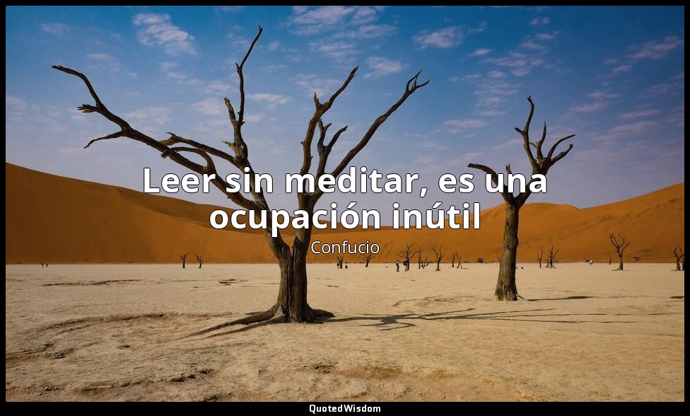 Leer sin meditar, es una ocupación inútil — Confucio