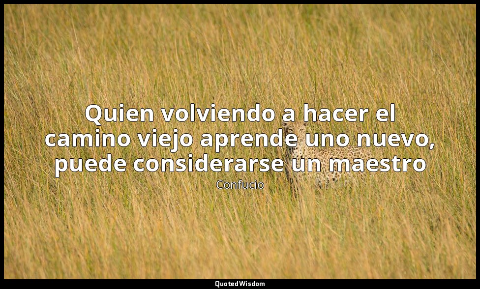 Quien volviendo a hacer el camino viejo aprende uno nuevo, puede considerarse un — Confucio