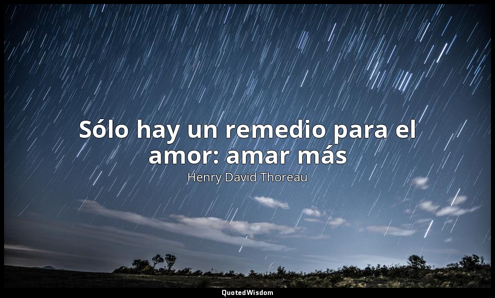 Sólo hay un remedio para el amor: amar más — Henry David Thoreau