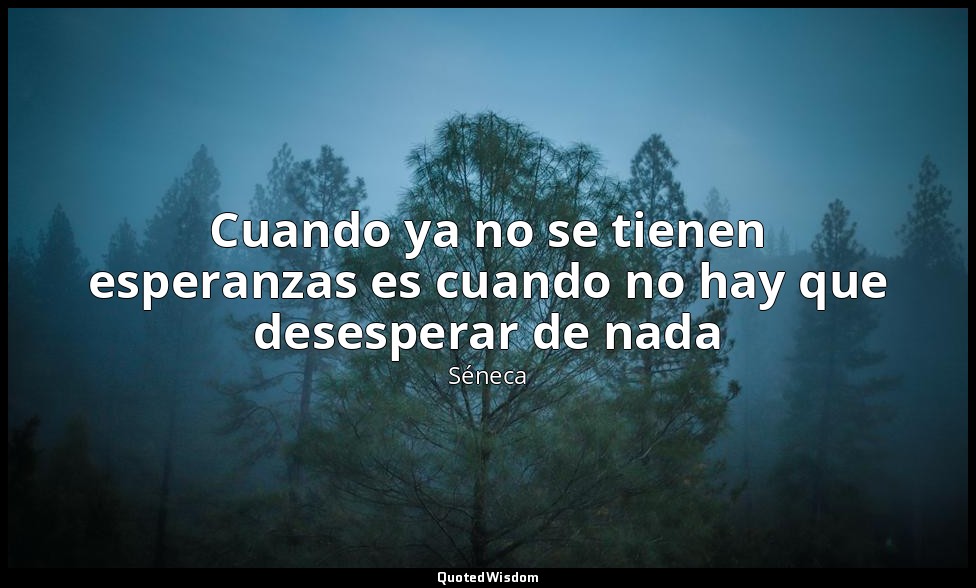 Cuando ya no se tienen esperanzas es cuando no hay que desesperar de nada — Séneca