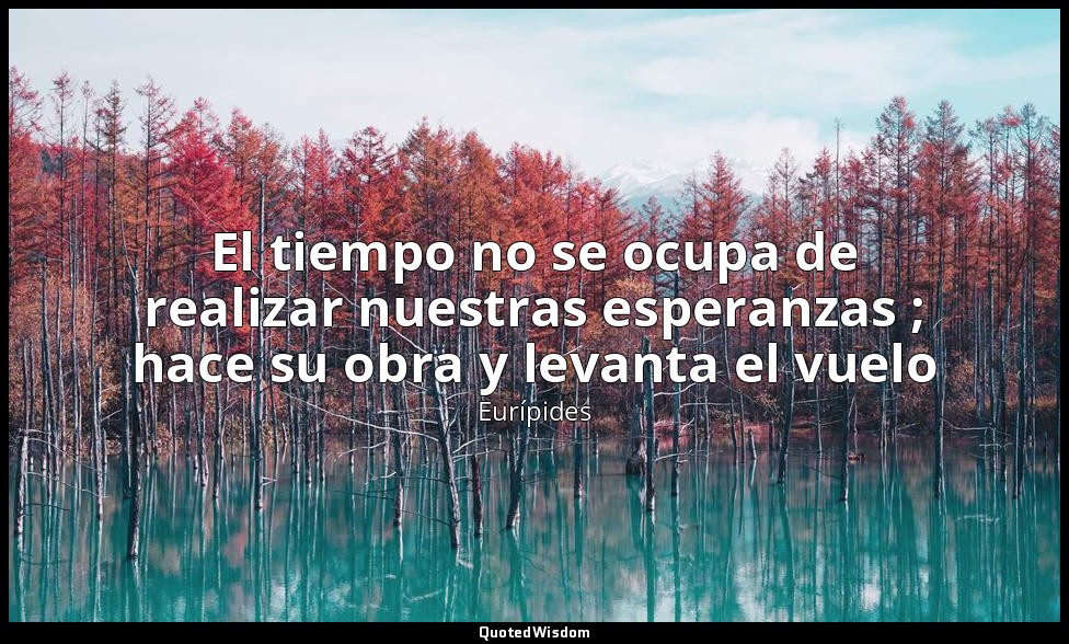El tiempo no se ocupa de realizar nuestras esperanzas ; hace su obra y levanta e — Eurípides