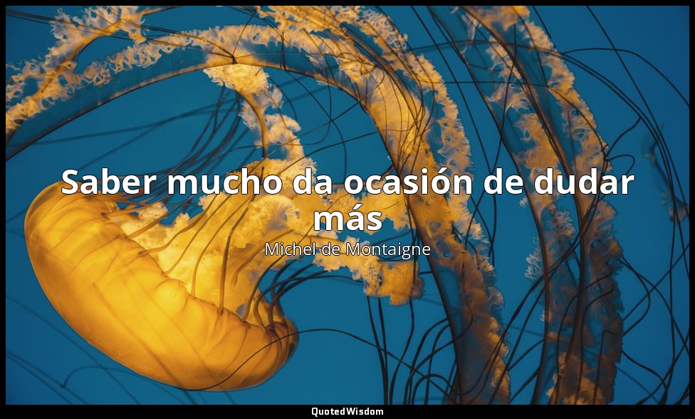 Saber mucho da ocasión de dudar más — Michel de Montaigne