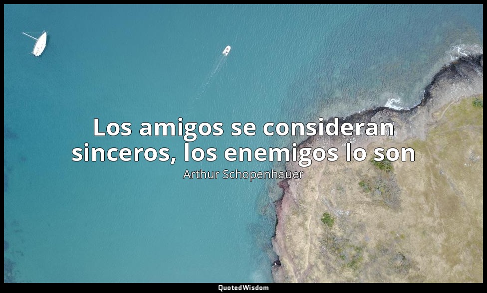 Los amigos se consideran sinceros, los enemigos lo son — Arthur Schopenhauer