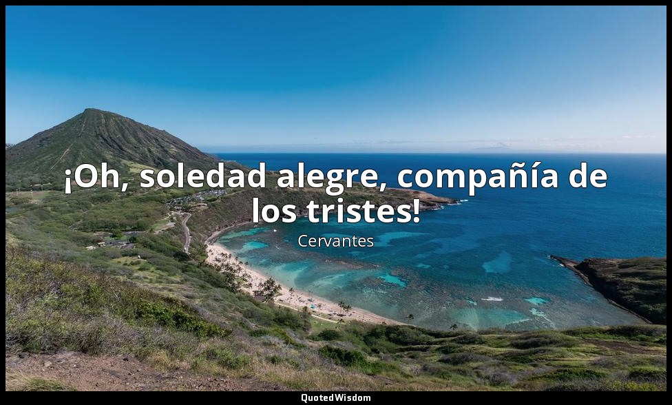 ¡Oh, soledad alegre, compañía de los tristes! — Cervantes