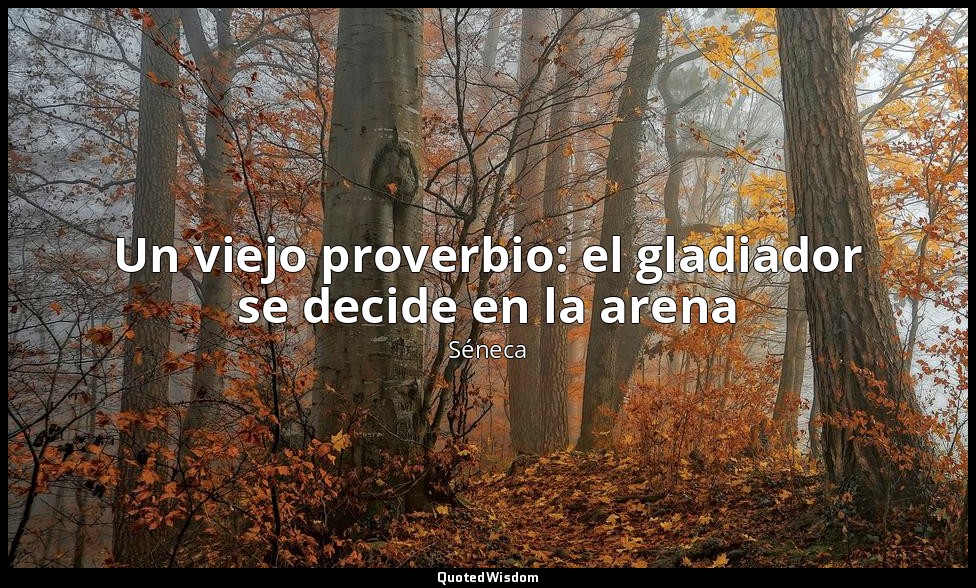 Un viejo proverbio: el gladiador se decide en la arena — Séneca