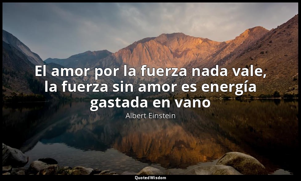 El amor por la fuerza nada vale, la fuerza sin amor es energía gastada en vano — Albert Einstein
