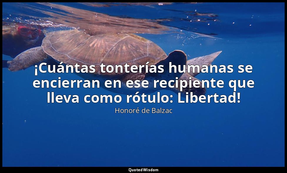 ¡Cuántas tonterías humanas se encierran en ese recipiente que lleva como rótulo: — Honoré de Balzac