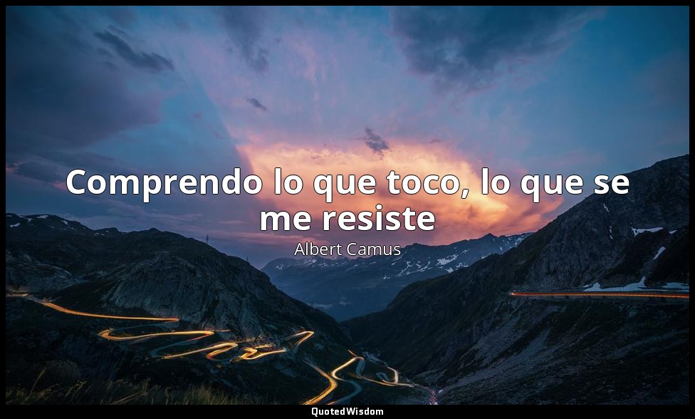 Comprendo lo que toco, lo que se me resiste — Albert Camus