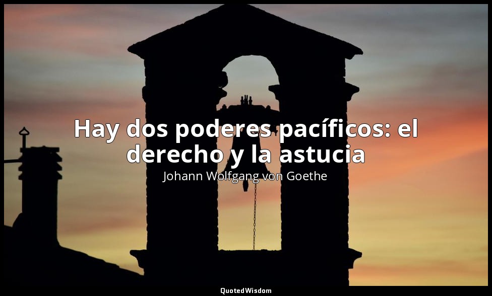 Hay dos poderes pacíficos: el derecho y la astucia — Johann Wolfgang von Goethe