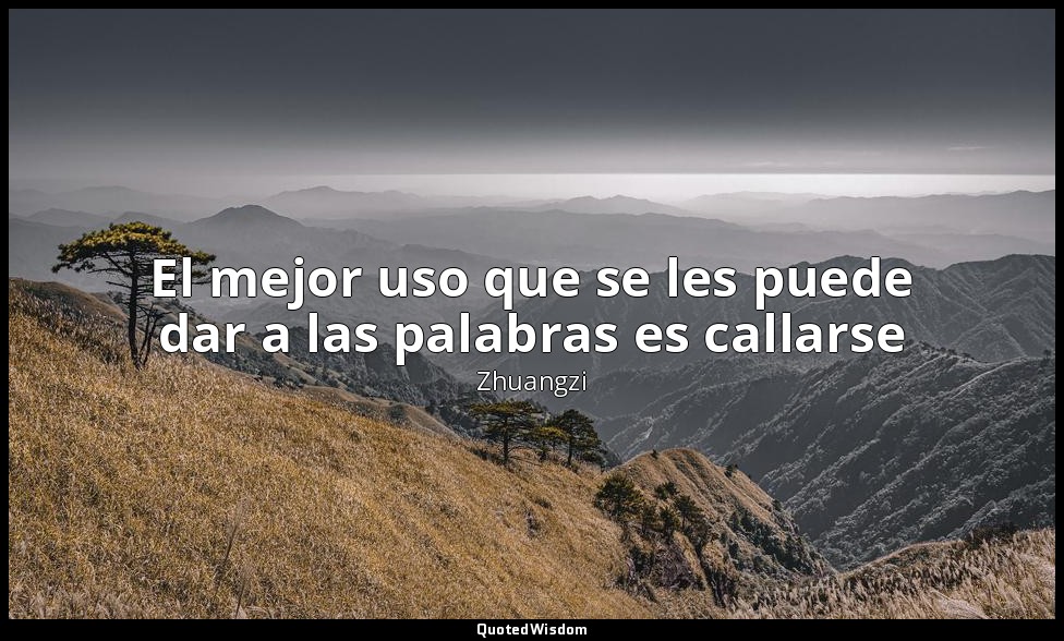 El mejor uso que se les puede dar a las palabras es callarse — Zhuangzi