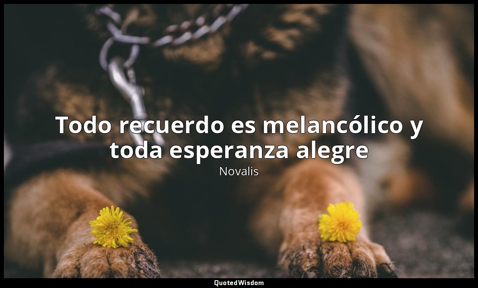 Todo recuerdo es melancólico y toda esperanza alegre — Novalis