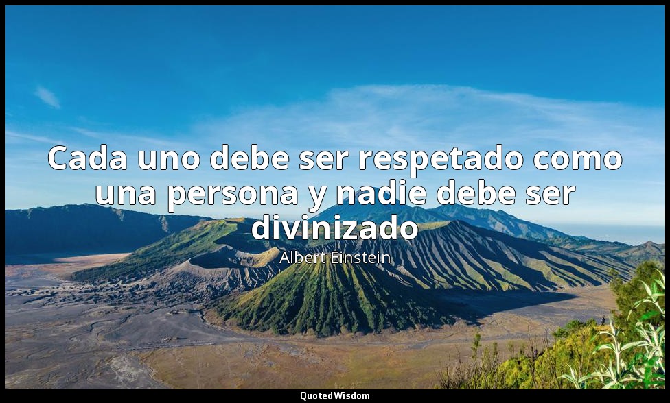 Cada uno debe ser respetado como una persona y nadie debe ser divinizado — Albert Einstein