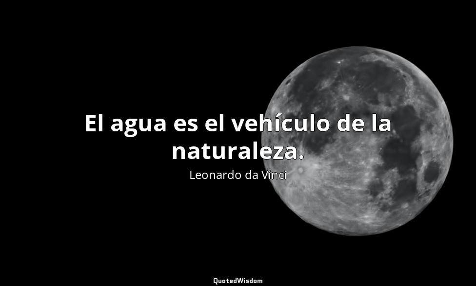 El agua es el vehículo de la naturaleza. Leonardo da Vinci