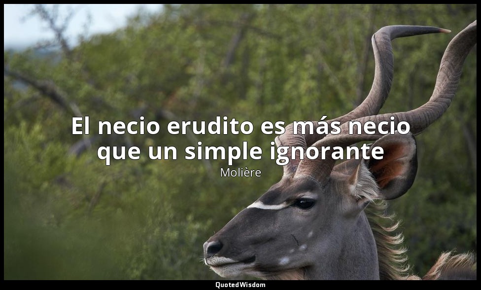 El necio erudito es más necio que un simple ignorante — Molière