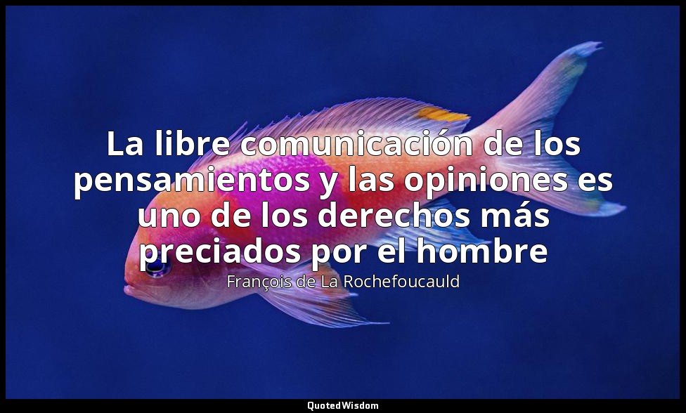 La libre comunicación de los pensamientos y las opiniones es uno de los derechos — François de La Rochefoucauld