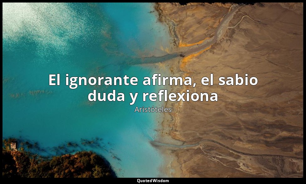 El ignorante afirma, el sabio duda y reflexiona — Aristóteles