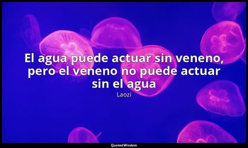 «El agua puede actuar sin veneno, pero el veneno no puede actuar sin el agua». — Laozi