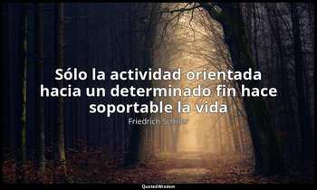 «Sólo la actividad orientada hacia un determinado fin hace soportable la vida». — Friedrich Schiller