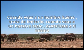 «Cuando veas a un hombre bueno , trata de imitarlo; cuando veas a un hombre malo — Confucio