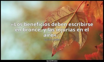 «Los beneficios deben escribirse en bronce, y las injurias en el aire». . — Galileo Galilei