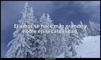 El amor se hace más grande y noble en la calamidad. — Gabriel García Márquez