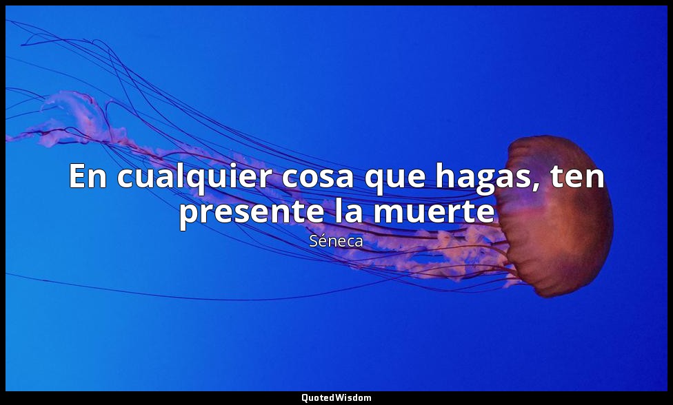 En cualquier cosa que hagas, ten presente la muerte — Séneca