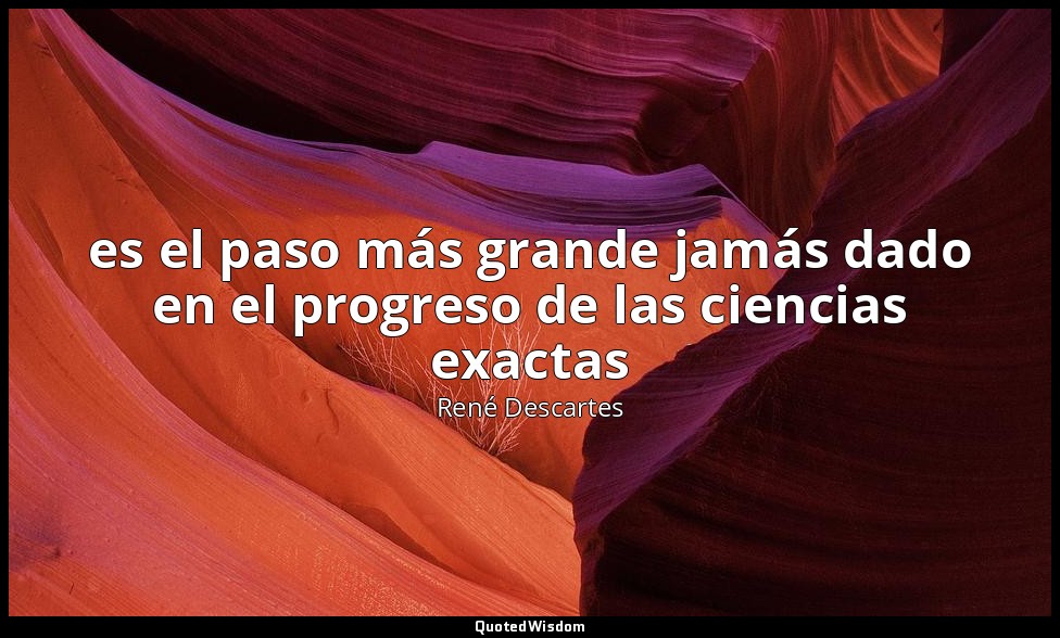 es el paso más grande jamás dado en el progreso de las ciencias exactas — René Descartes
