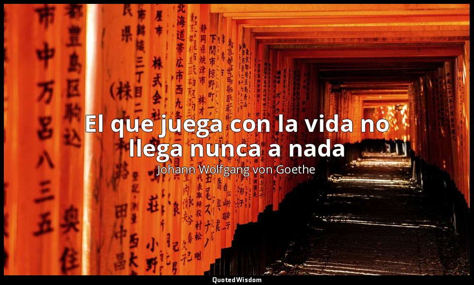 El que juega con la vida no llega nunca a nada — Johann Wolfgang von Goethe